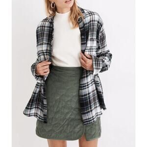 Madewell Flannel Plaid Sunday Button Up Shirt in Cronston Green XS